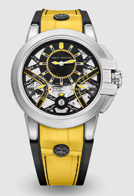 Review Harry Winston Ocean Zalium Variation Yellow OCEABI42ZZ002 watch Replica